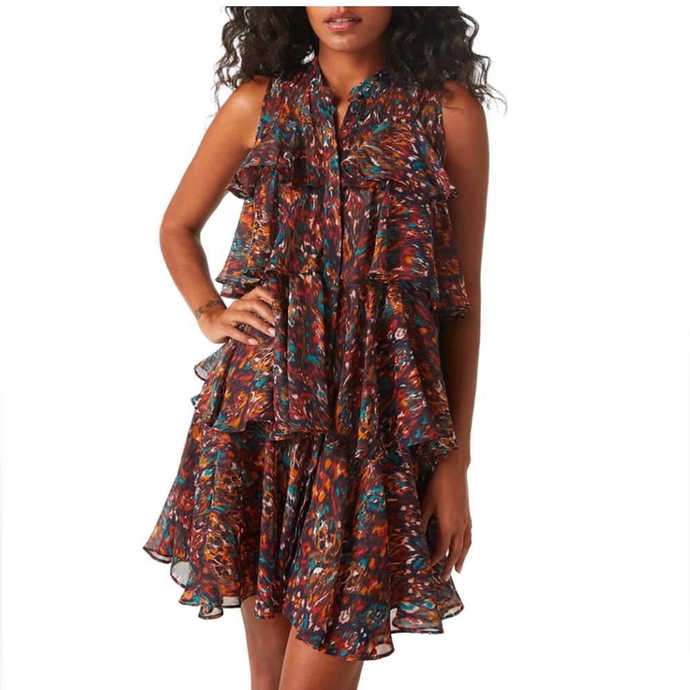 Misa Emogene Deess In Peacock Abstract Print NWT